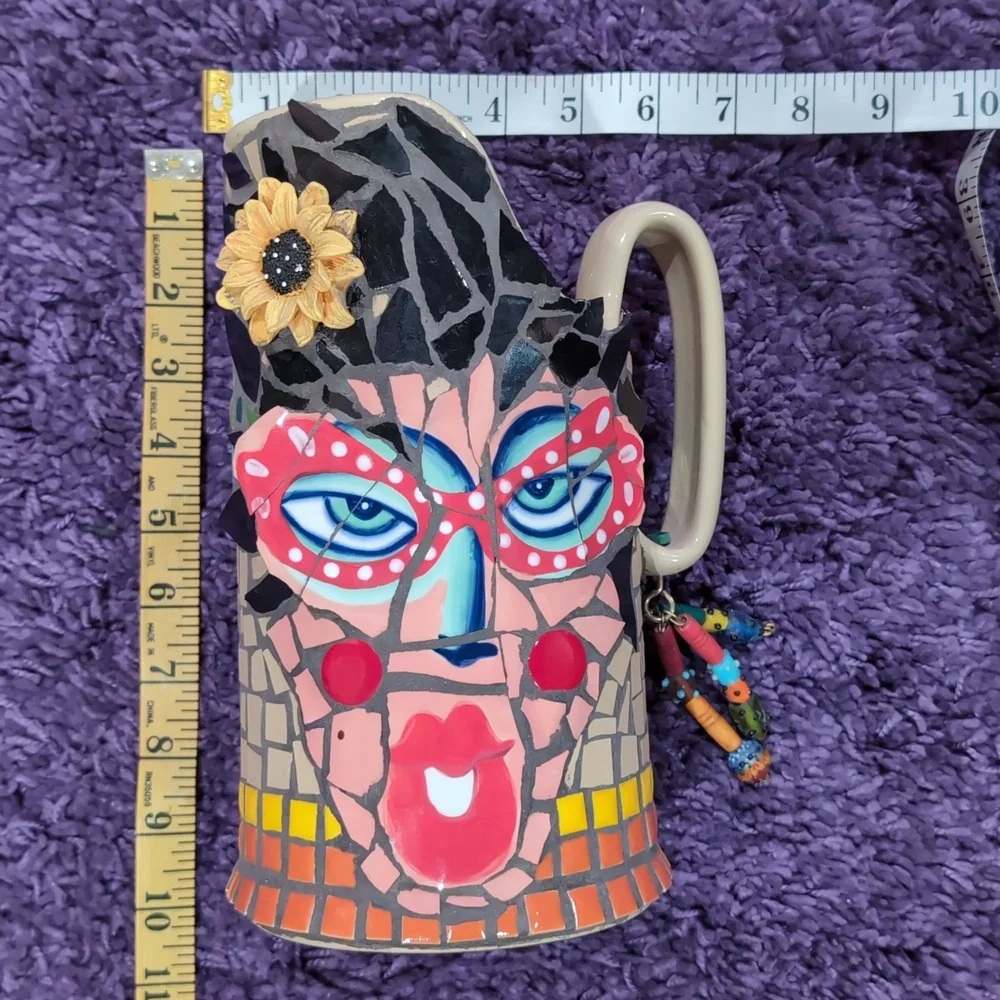 Mosaic Abstract Art Face Pitcher - Picture 6 of 10
